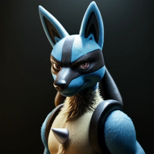 real e621, photorealistic, masterpiece, lucario_(pokemon), looking at viewer, sharp eyes, full body portrait, evil face