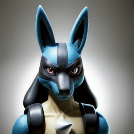 real e621, photorealistic, masterpiece, bara, lucario_(pokemon), looking at viewer, sharp eyes, full body portrait,