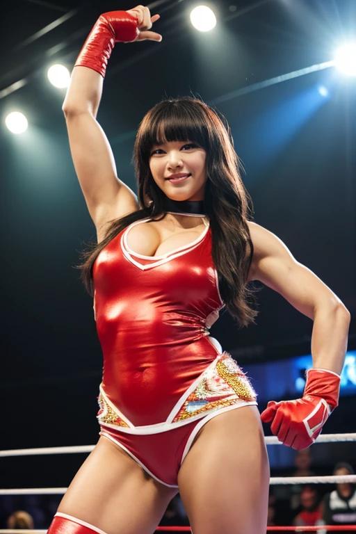 highest quality、masterpiece、High sensitivity、High resolution、One Woman、Female professional wrestler、Fancy costumes、Slim and muscular