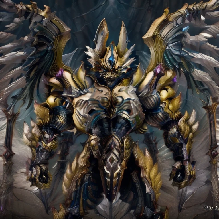(Pokémon) (Zeraora), (masterpiece, best quality, detailed:1.2), (nj5furry), (medieval armor:1.3) sparkling skin, Vibrant colors, 4K, GOLD armor, Its full plate armor emphasizes the muscles. big muscle (pecs, triceps, traps) unusually developed muscular body, body full of huge muscles. showing off muscles, pectorales enormes. Exaggeratedly huge muscles. Gigachad Muscular, Very muscular, Large pecs, Spread wings, It has wings. have big wings. has 10 large wings. It has large golden wings. The feathers on its wings are detailed and realistic. FULL BODY, giant, huge body, long legs, gigantic, City background, skyscraper, futuristic city, super hero, hero, massive muscles, huge pecs, chiseled abs, huge pectorals, exaggeratedly huge muscles.