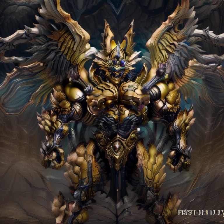 (Pokémon) (Zeraora), (masterpiece, best quality, detailed:1.2), (nj5furry), (medieval armor:1.3) sparkling skin, Vibrant colors, 4K, GOLD armor, Its full plate armor emphasizes the muscles. big muscle (pecs, triceps, traps) unusually developed muscular body, body full of huge muscles. showing off muscles, pectorales enormes. Exaggeratedly huge muscles. Gigachad Muscular, Very muscular, Large pecs, Spread wings, It has wings. have big wings. has 10 large wings. It has large golden wings. The feathers on its wings are detailed and realistic. FULL BODY, giant, huge body, long legs, gigantic, City background, skyscraper, futuristic city, super hero, hero, massive muscles, huge pecs, chiseled abs, huge pectorals, exaggeratedly huge muscles.