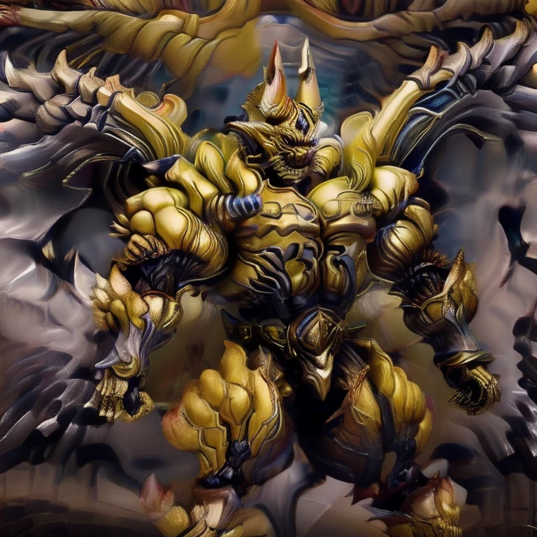 (Pokémon) (Zeraora), (masterpiece, best quality, detailed:1.2), (nj5furry), (medieval armor:1.3) sparkling skin, Vibrant colors, 4K, GOLD armor, Its full plate armor emphasizes the muscles. big muscle (pecs, triceps, traps) unusually developed muscular body, body full of huge muscles. showing off muscles, pectorales enormes. Exaggeratedly huge muscles. Gigachad Muscular, Very muscular, Large pecs, Spread wings, It has wings. have big wings. has 10 large wings. It has large golden wings. The feathers on its wings are detailed and realistic. FULL BODY, giant, huge body, long legs, gigantic, City background, skyscraper, futuristic city, super hero, hero, massive muscles, huge pecs, chiseled abs, huge pectorals, exaggeratedly huge muscles.