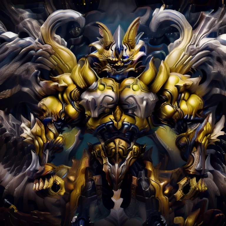 (Pokémon) (Zeraora), (masterpiece, best quality, detailed:1.2), (nj5furry), (medieval armor:1.3) sparkling skin, Vibrant colors, 4K, GOLD armor, GOLDEN armor, Its full plate armor emphasizes the muscles. big muscle (pecs, triceps, traps) unusually developed muscular body, body full of huge muscles. showing off muscles, pectorales enormes. Exaggeratedly huge muscles. Gigachad Muscular, Very muscular, Large pecs, Spread wings, It has wings. have big wings. has 10 large wings. It has large golden wings. The feathers on its wings are detailed and realistic. FULL BODY, giant, huge body, long legs, gigantic, City background, skyscraper, futuristic city, super hero, hero, massive muscles, huge pecs, chiseled abs, huge pectorals, exaggeratedly huge muscles. METALLIC