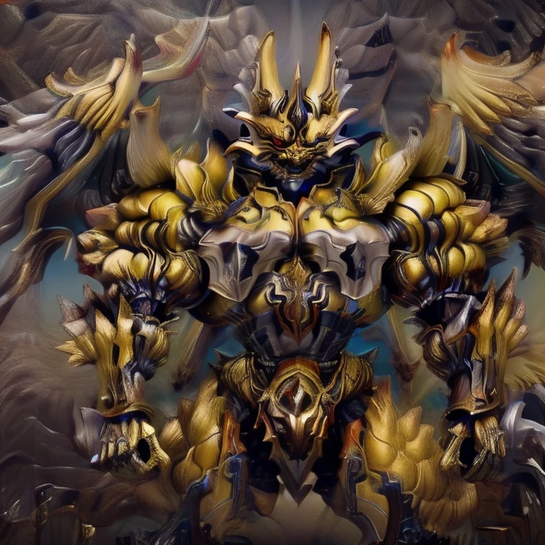 (Pokémon) (Zeraora), (masterpiece, best quality, detailed:1.2), (nj5furry), (medieval armor:1.3) sparkling skin, Vibrant colors, 4K, GOLD armor, GOLDEN armor, Its full plate armor emphasizes the muscles. big muscle (pecs, triceps, traps) unusually developed muscular body, body full of huge muscles. showing off muscles, pectorales enormes. Exaggeratedly huge muscles. Gigachad Muscular, Very muscular, Large pecs, Spread wings, It has wings. have big wings. has 10 large wings. It has large golden wings. The feathers on its wings are detailed and realistic. FULL BODY, giant, huge body, long legs, gigantic, City background, skyscraper, futuristic city, super hero, hero, massive muscles, huge pecs, chiseled abs, huge pectorals, exaggeratedly huge muscles. METALLIC, shine like metal,