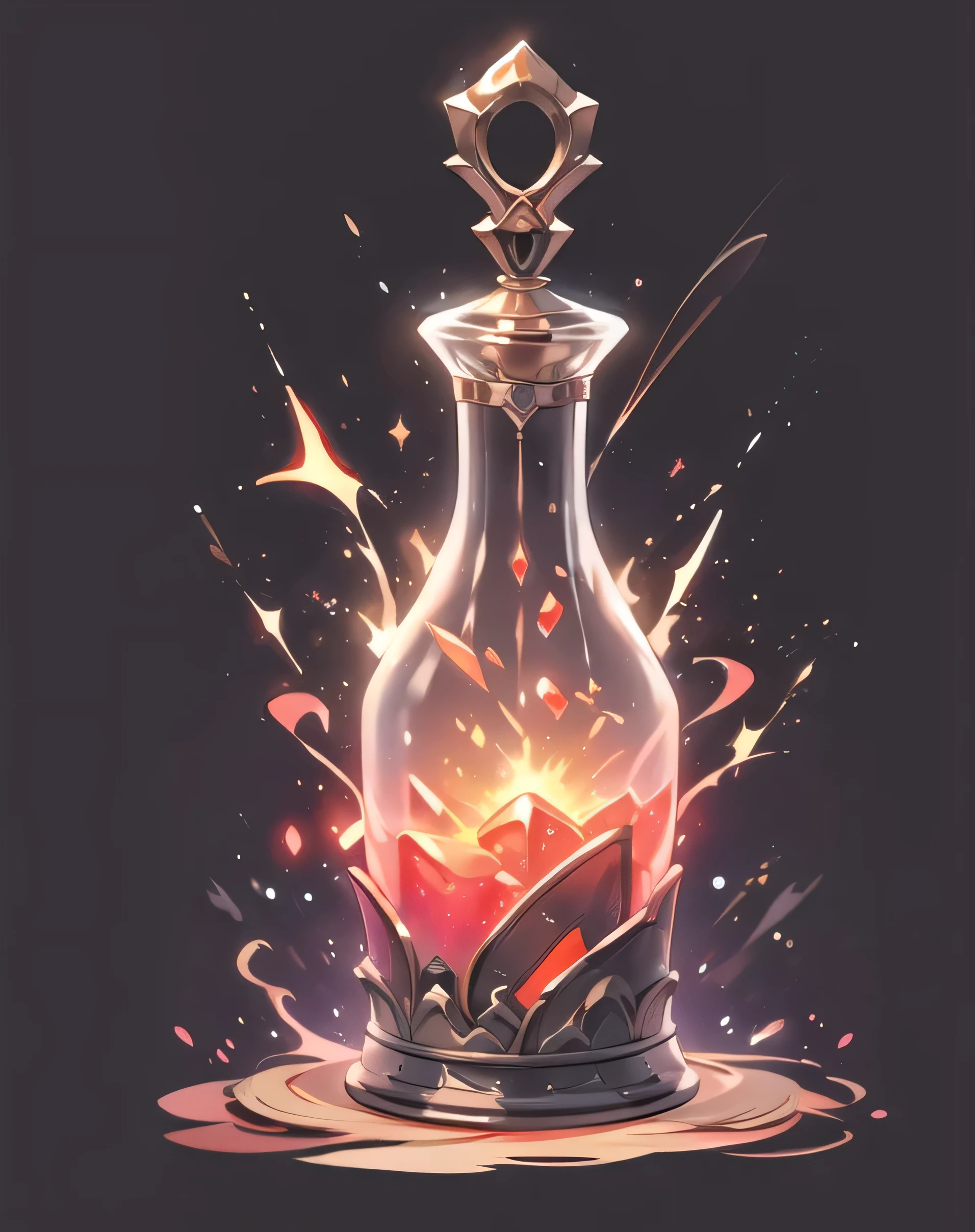 Game Icon institute, Game Icon, bottle, Red, spark, black background,