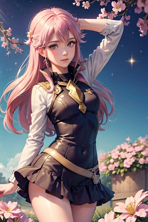 (Fire Emblem Soleil)(Cute Face) (whole body) (heroine pose) (high quality)(Background with flowers and sparkles)