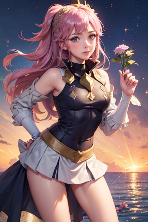 (Fire Emblem Soleil)(Cute Face) (whole body) (heroine pose) (high quality)(Background with flowers and sparkles)