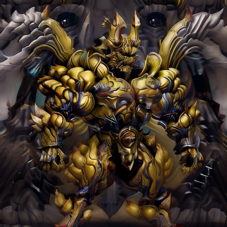 (Pokémon) (Zeraora), (masterpiece, best quality, detailed:1.2), (nj5furry), (medieval armor:1.3) sparkling skin, Vibrant colors, 4K, GOLD armor, GOLDEN armor, Its full plate armor emphasizes the muscles. big muscle (pecs, triceps, traps) unusually developed muscular body, body full of huge muscles. showing off muscles, pectorales enormes. Exaggeratedly huge muscles. Gigachad Muscular, Very muscular, Large pecs, Spread wings, It has wings. have big wings. has 10 large wings. It has large golden wings. The feathers on its wings are detailed and realistic. FULL BODY, giant, huge body, long legs, gigantic, City background, skyscraper, futuristic city, super hero, hero, massive muscles, huge pecs, chiseled abs, huge pectorals, exaggeratedly huge muscles. METALLIC, shine like metal, Godzilla
