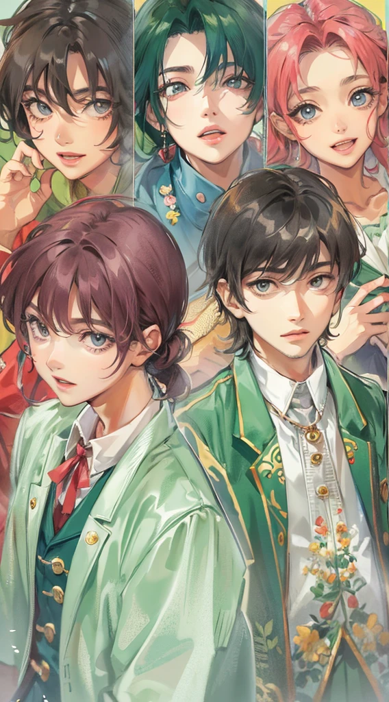 Absurdres masterpiece HDR high quality picture of a scenes from Hana yori dango anime, characters are with detailed face, simple hair design , happy face, different clothes , ((random hair style:1 )) , anime eyes, light skin ,
Different outfits from anime, detailed outfit, nice background, masterpiece scenery