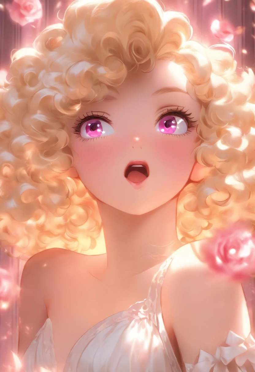 Prompt: (masterpiece), best quality, perfect face, expressive eyes, intricate, cute, pink, My hero academy anime panel, Boku no hero Academy style, (masterpiece), 1girl, best quality, (perfect body) (((8k, masterpiece quality)))(himedere) (beautiful face) ((pastel pink eyes)) (gown) ((white tights)) ((blonde pearl hair) (pink roses) (white pearls) ) (coquette) (bows) ((lace)) (france) (rococo) (holding rose)
(((girl))), (((Blonde hair))), (((curly fluffy))), (((medium hair))), (((pale skin))), (((white dress))), (((medium chest))), (((medium heigth))), (((pink eyes)), (pretty eyes)))
kawaiitech, MHA Style
(Pale skin), (long hair) (Pearl hair), (straigh hair),
