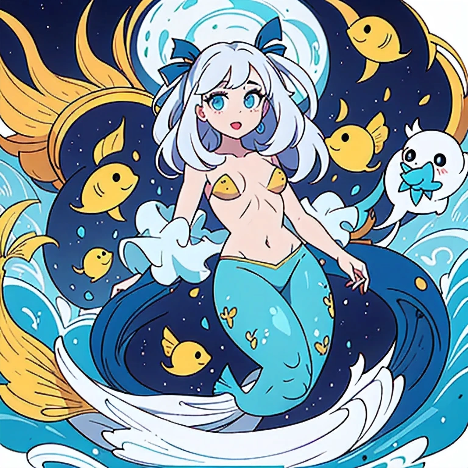 The upper body is human,The lower body is a fish,(((The upper body is human,The lower body is a fish)))Mermaid