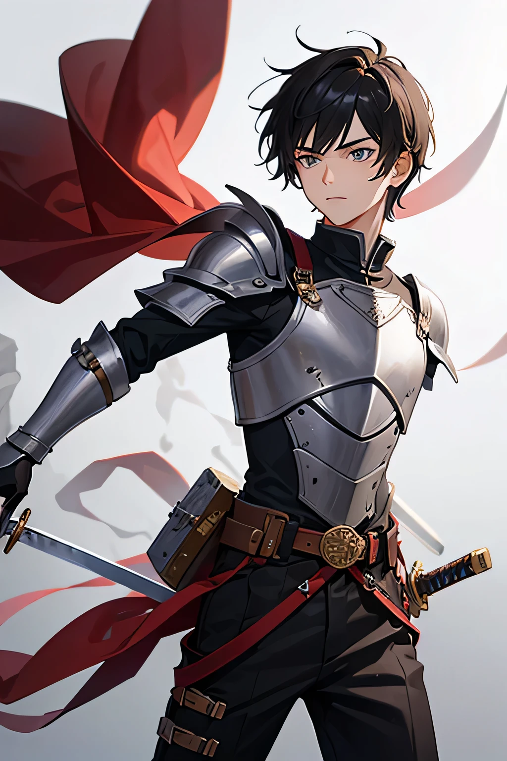 17 year old male youth with sword and armor.