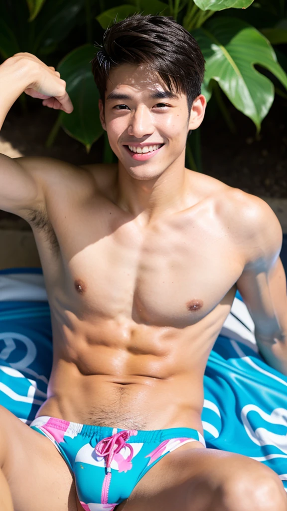 male　Age 23 swimwear hawaii lifesaver smile