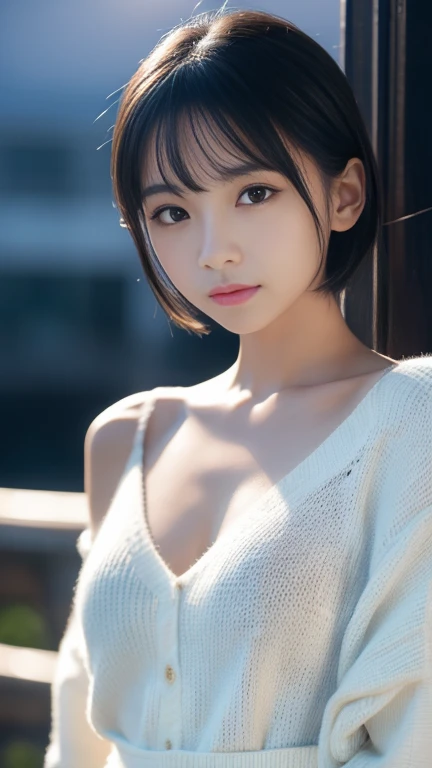 ((Whole body 1.3)),highest quality, 8k, ((, 10 generations,,Lolicon,Chsh, Primchool students)), face,若いface,RAW Photos, Absurd, にこやかな笑face, White teeth,The corners of the mouth turn up,alone, (night:1.8), Idol face, Delicate girl,Delicate body, Digital SLR, Show Viewer, Frank, Sophisticated,Thin arms, Slim body,Stroking the shoulder,length, Thin neck,Professional Lighting, Film Grain, chromatic aberration, (Eyes and faces with detailed:1.0) , Black-haired , Shortcuts,prohibit, double eyelid, Droopy eyes , Small breasts,Knitted Prohite knitwear,Knitted Products,texture,Too much exposure,shoulders protruding,((Drop shoulder)),I can see your chest,I can see your chest,I can see your chest,Cleavage,A light Shines int,Shine胸,Shine胸,Shine,