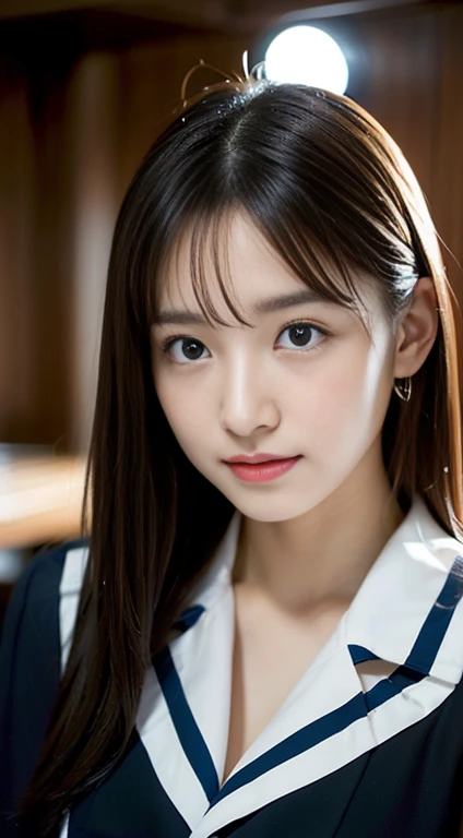 (((32k,High detail,High definition、masterpiece,Attention to detail,Esbian all over,solo))),RAW Photos & Realistic atmosphere,美しい濃いblue eyes,Mouth details,Glossy lips,Fine eyebrows,With soft white skin that shines in every detail、Detailed eyes、blue eyes,Very beautiful eyes,Detailed lips、Very beautiful face,Very well-formed face、A vivid face,Beautiful, shining lips, Realistic Young Gravure Idol, Very beautiful school girl, , Young Sensual Gravure Idol, Young Gravure Idol, Beautiful and cute adult16 years old ,The whole body is wet,Dripping,Blushing,Very beautiful, Sexy and classy16 years oldの女の子,Medium-long brown shiny hair,Wet hair,Dripping水,Dripping,(Looking into the camera:1.4),(darkness,Very dark,Use a flashlight to illuminate an object in a dark classroom:1.7),(Sexy,Healthy and toned body,High Detail High Vision High Vision Japan HDTV Black HDTV High Vision Black High Vision Black High Vision High Vision Black High Vision High Vision Uniform,well-shaped chest of medium size,,,Mature Body, I feel anxious and like crying,Watery eyes,Cold Smile,Glare,Glare顔も美しい,High Resolution Arm,,High Resolution Finger,:1.5),(The chest of the uniform is open,Wearing a classy uniform in black and red、黒のパンストとSexy脚を身につけて、She is standing upright, shyly lifting her skirt.:1.7)