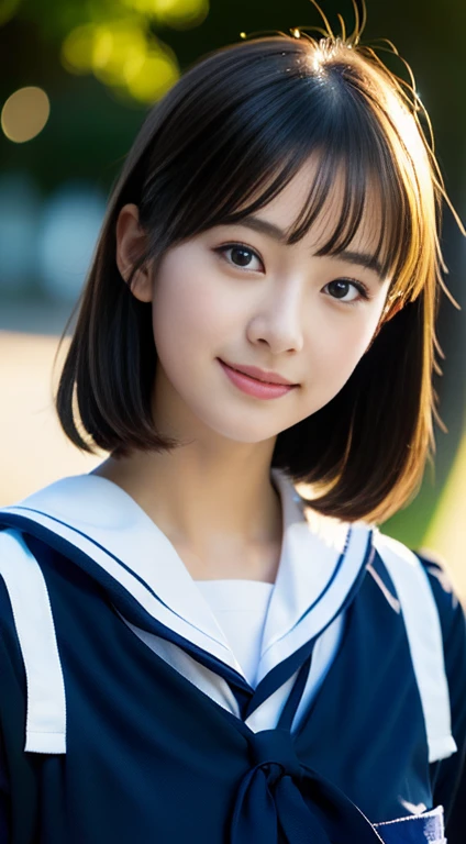 beautiful girl, (highest quality:1.4), (Very detailed), (Very detailed美しい顔), Look forward, 日本のSailor suit, Great face and eyes, iris,Medium Hair, Black Hair, (Sailor suit, school uniform:1.2), Short sleeve,Smooth, Highly detailed CG composite 8k wallpaper, High-resolution RAW color photos, Professional photography, Light, BackLight, dream-like, impressive, Written boundary depth、Japanese Classroom、