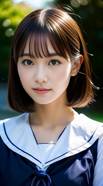 beautiful girl, (highest quality:1.4), (Very detailed), (Very detailed美しい顔), Look forward, 日本のSailor suit, Great face and eyes, iris,Medium Hair, Black Hair, (Sailor suit, school uniform:1.2), Short sleeve,Smooth, Highly detailed CG composite 8k wallpaper, High-resolution RAW color photos, Professional photography, Light, BackLight, dream-like, impressive, Written boundary depth、Japanese Classroom、