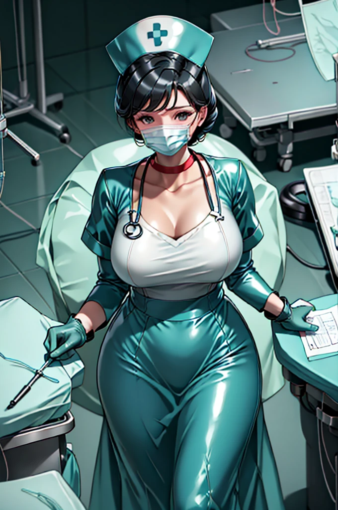 nurse uniform,hospital, latex nurse suit,nurses,busty,elbow gloves,labcoat,black hair woman,red eyes , gigantic ,medical instruments,asian nurse,two nurses,speculum,examination room,oversize ,big ass ,strap on, lay on table ,legs spreaded,giving birth,gyno chair , dentist,Milf,latex,grey uniform,oversize breasts