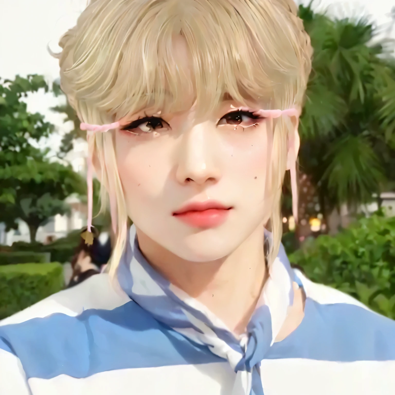 um close de uma pessoa com penteado e gravata, Inspirado por Bian Shoumin, retrato realista kawaii, Guweiz, pintar ulzzang, inspirado em Yanjun Cheng, artwork in the style of Guweiz, Kim Doyoung, inspirado em jeonseok lee, Cai Xukun, Retrato de Jossi do Blackpink, realism art style, Parque Jimin