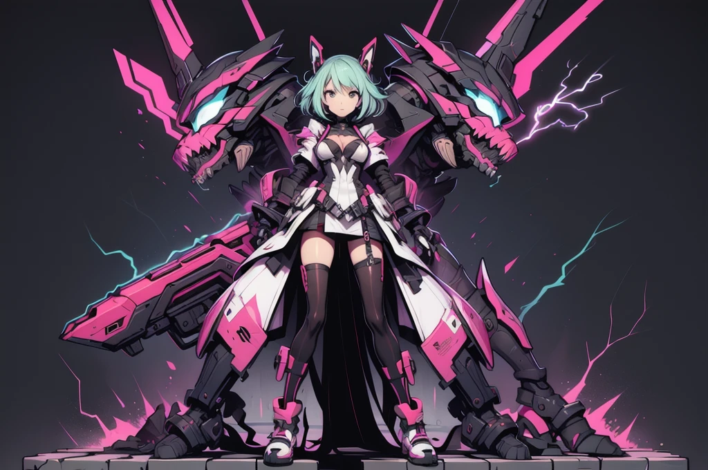 Fantasy anime style, Beautiful woman ((Pure Electricity)) Rifle made of neon graffiti , high quality, 最high quality, astraaaastraaligraffiti brick wall background, ((art：tetsuya nomura)), [From below]