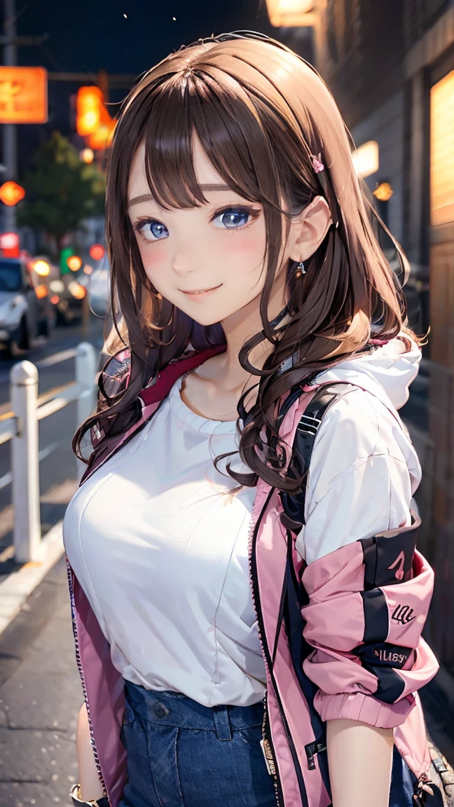 ((((highest quality)))), (((Ultra-precision CG 16K))), (((masterpiece))), (((Very detailed))), (((Extremely detailed))), (((Black outline:1.3, Written boundary depth:1.3 , Written soft outline))), Blur, Bokeh, Maximum clarity and sharpness,Multilayer Texture, Surface Shading, Cinematic lighting, Beautiful details sparkle ,Perfect Proportions, Limited to one woman, BREAK accurate, Anatomically correct, Highly detailed face and skin texture, drawn in detail, Highly detailed facial and skin texture, Detailed eyes, beautiful hair, Beautiful Japanese Idol face, Beautiful and beautiful eyes, Beautiful body, Beautiful breasts, Beautiful thighs, Beautiful legs, Beautiful fingers, (Beautiful views) , skinny body, ((Beautiful Skin)), ((Skin Texture)) BREAK breast enlarged, large Breasts, perky , (blush, smiling:1.3, brown eyes, pink cheek, Double eyelids, Thin eyebrows, narrow eyes:1.3, Natural cheeks, Glossy skin, Fair skin:1.2, (Glossy lips:1.4, shiny lips: 1.4 ), high school , Attractive adult woman ) , twin braid, Long Hair, Striped Hair, Hair Intake, Inner hair color, BREAK (sport-casual, wearing outerwear outfits to button up) , nail art, necklace, Bridal Ring, wearing a watch BREAK (Stretching-upwards:1.3), standing:1.3 , (full-body-shot:1.3), looking away , from below , from side
