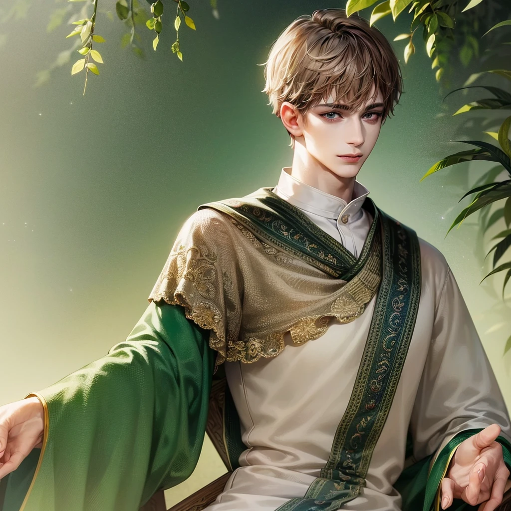 high quality, detailed,
young man , 4K UHD, super detail, best quality, detailed eyes, masterpiece, young ,21years old ,white short hair ,green beautifull eyes,sweet smile ,quiet expression,beautiful smile,cute outfit