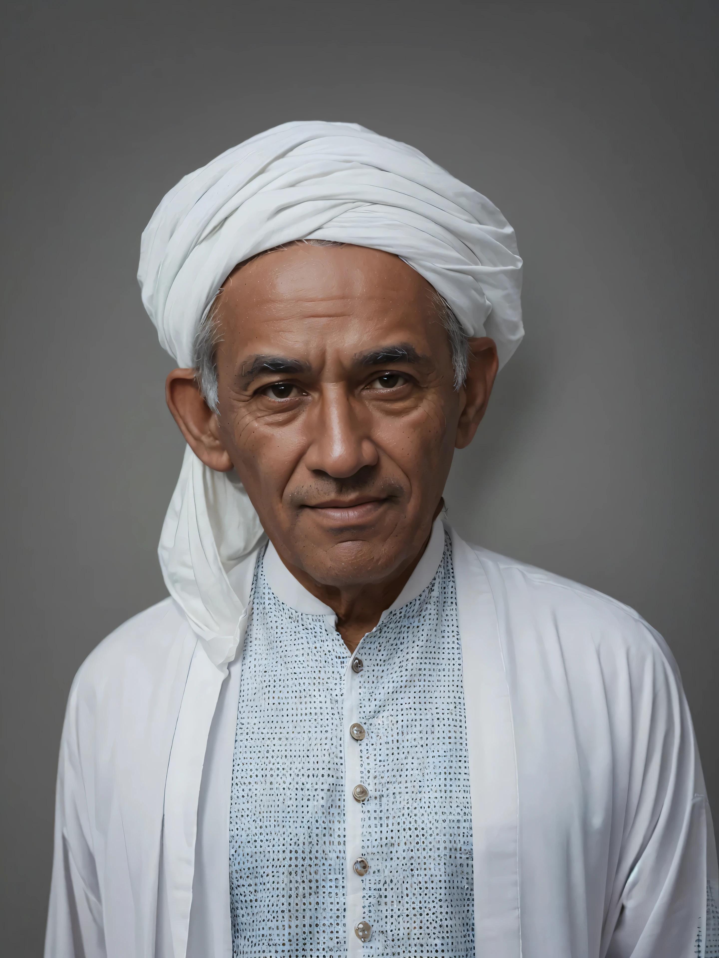 Make this photo look very realistic and detailed, arafed man in a white turban and white muslim clothes, 70 years old man, portrait shot, color portrait, close portrait, portrait photo of an old man, portrait of a old, portrait of an old, portrait picture, very detailed potrait, realistic portrait photo, close up potrait, profile portrait, very detailed face, very realistic face, very perfected face, very detailed clothes, very realistic clothes, very perfected clothes