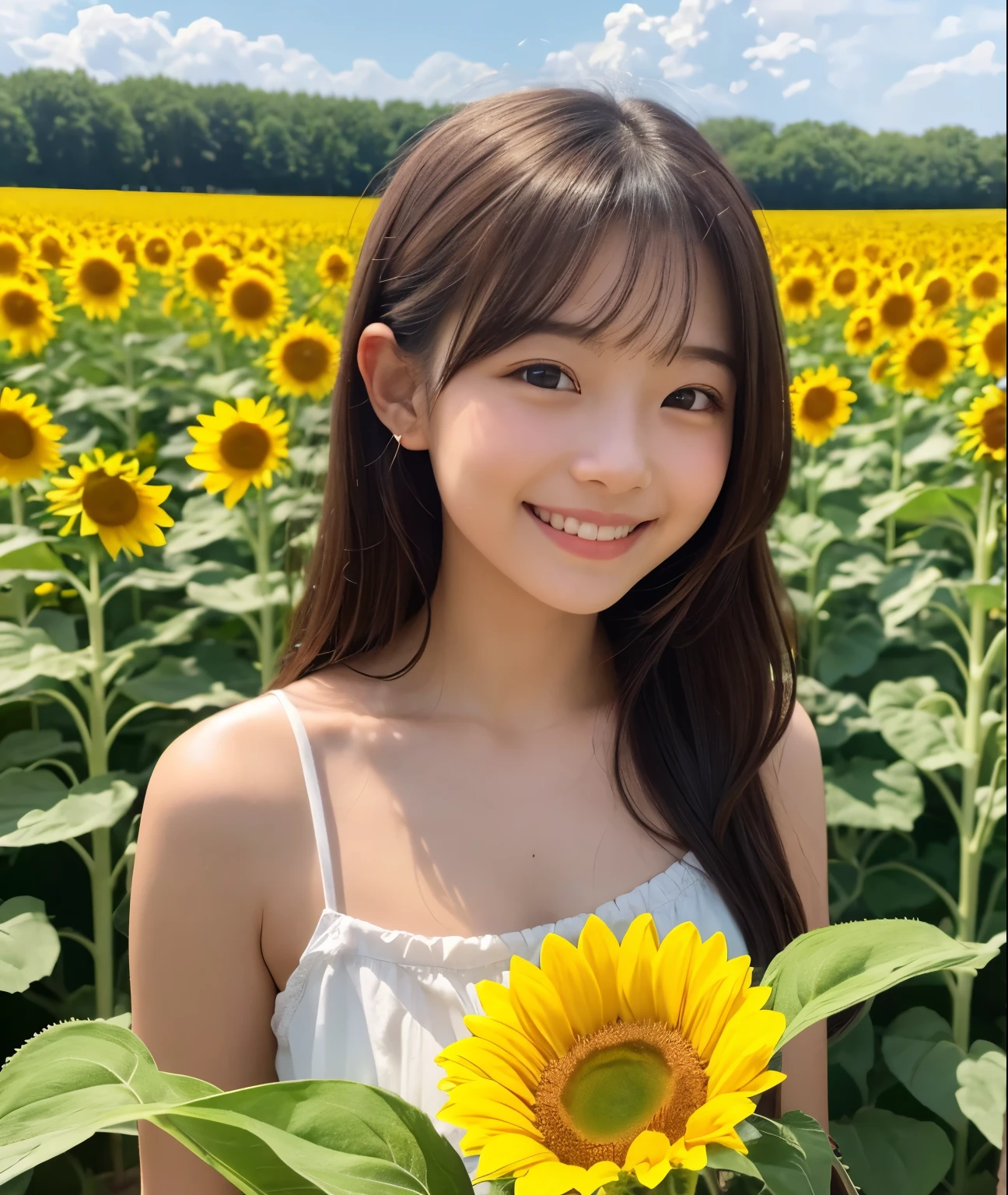Midsummer Sun、A girl with a smile as bright as a sunflower。