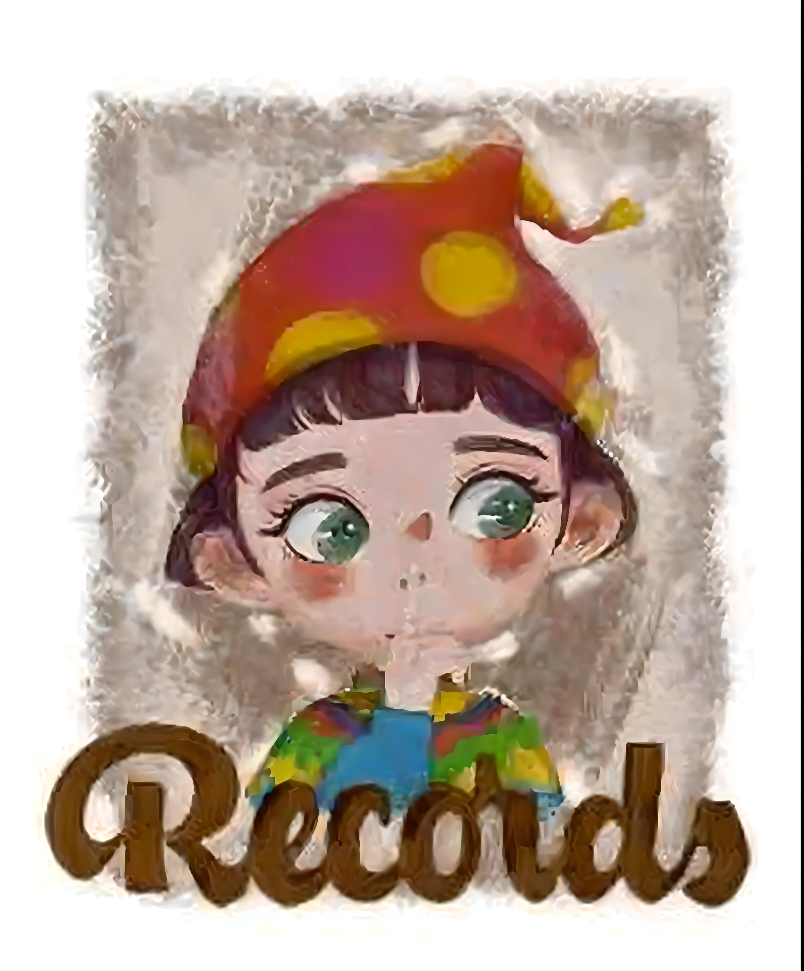Cartoon image of girl wearing red hat and red cap, Music records, Official Artwork, Vinyl Records, Record, spinning records, Lovely artwork, Holding the record, record jacket, world record, Cover Art, Vintage Artwork, Official Fanart, cute core clown core, Granular, Official Art, The album cover, Girl in a record store, Discogus