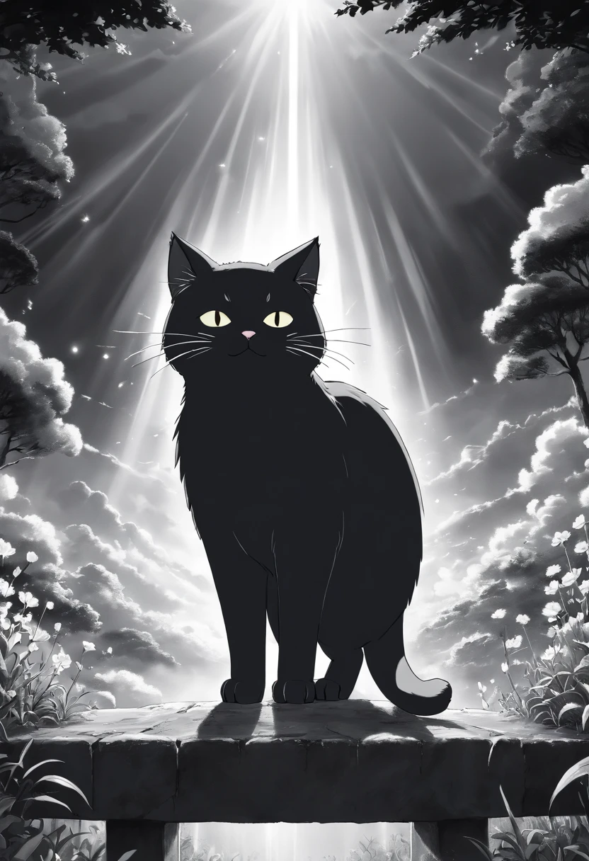 Black and white cat goes to heaven