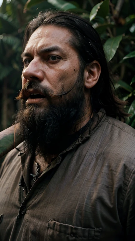 (Foto CRU:1.2), um homem vestindo um terno sentado do lado de fora, barba, cansado, tiro sincero, melhor qualidade, 8K, Ultra HD, fotorrealista