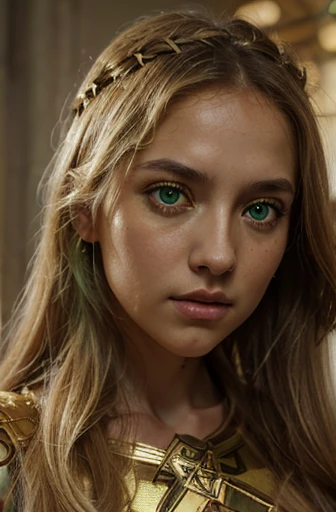 (((absurdres))), (((best quality))), portrait, digital art, (trending on ArtStation), ((1girl)), ((green shiny eyes)), star-shaped eyes, beautiful, (beige blonde long hair), (((greek clothing))):0.9.