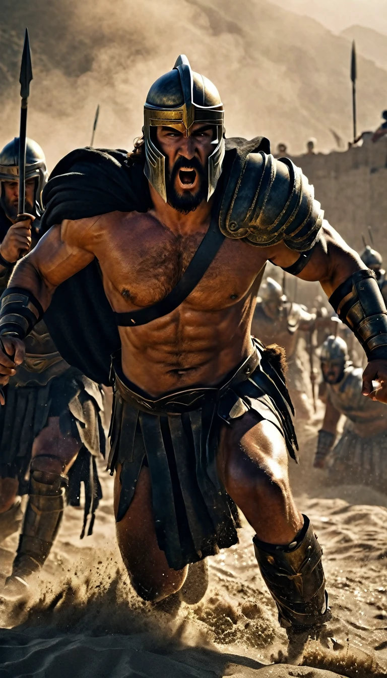 Create a detailed image of the annual Spartan event, featuring a massive arena where the best Spartan warriors and the bravest Helot slaves prepare to battle to the death, digital UHD (k) image, cinematic film still dramatic side lighting, hdr,  shallow depth of field, vignette, highly detailed, high budget Hollywood film, cinemascope, moody, epic, gorgeous
, Highly detailed and clean, Photorealistic and cinematic masterpiece, professional photography, realistic, realism, 200k , Raytracing and light effect, digital, perfect composition, beautiful detailed intricate insanely detailed octane render trending on artstation, 8 k artistic photography, photorealistic concept art, soft natural volumetric cinematic perfect light, the morning mist shone on their bodies, award - winning photograph, masterpiece, raphael, caravaggio, greg rutkowski, beeple, beksinski, giger