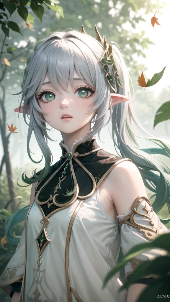 (High Detail:1.2) Anime Girl, (Cinematic Lighting, Delicate Colors), (Falling Leaves:1.2), Lighting Calm, Wind, Fog. Turquoise, delta tones. Discord Banner  