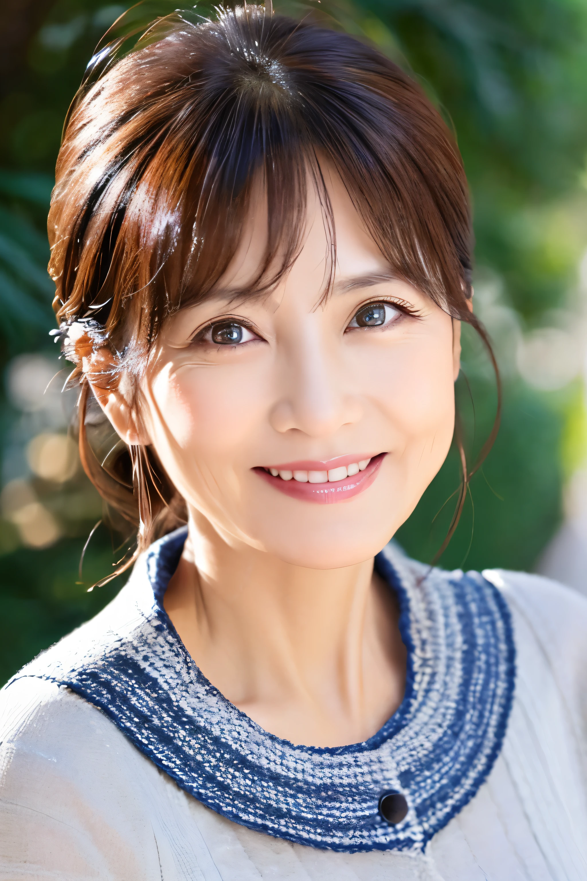 52 years old、smile、beautiful、High-end products、Custom-made clothing, elegant、Shining Eyes、stare、