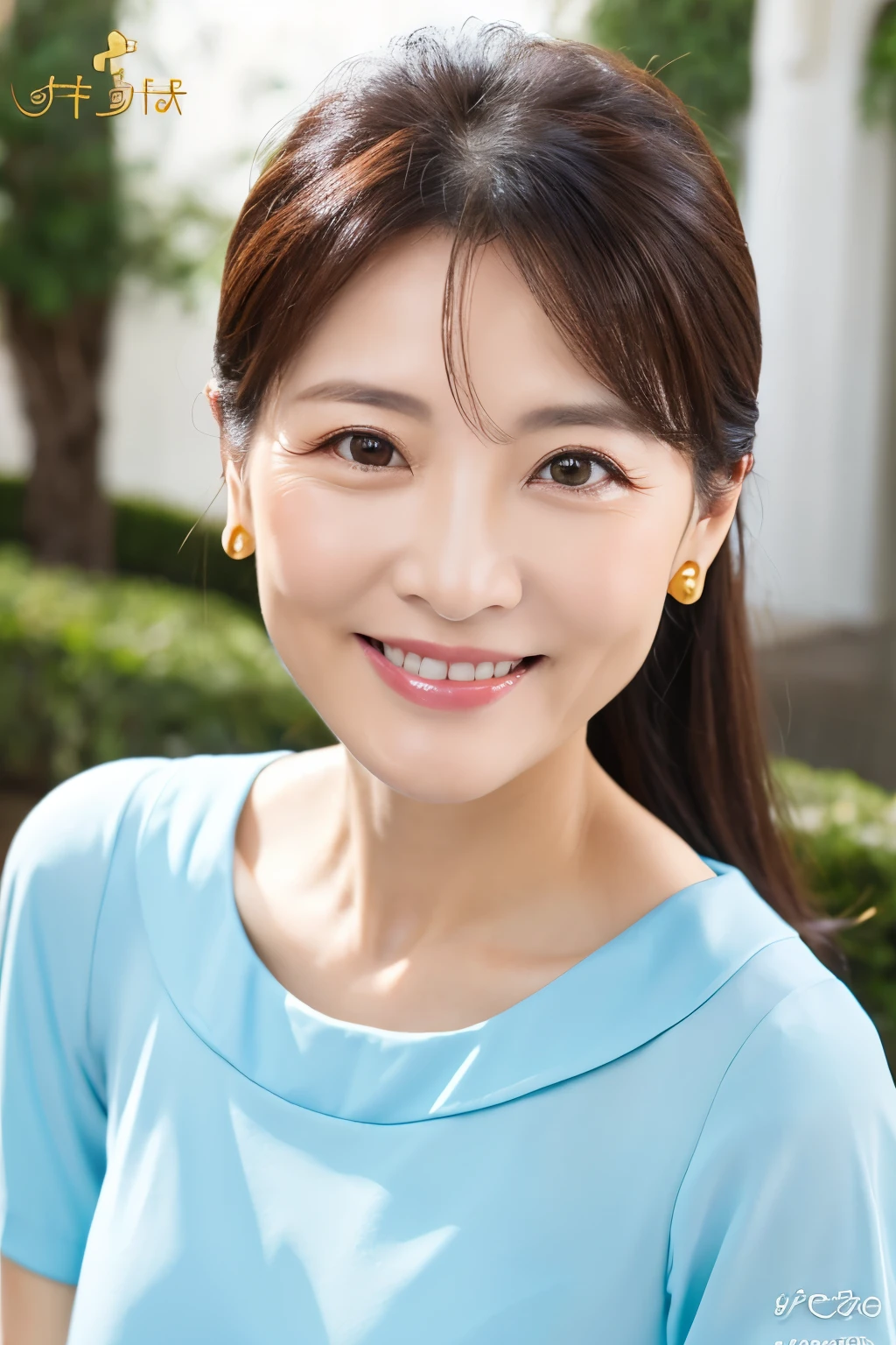 52 years old、smile、beautiful、High-end products、Custom-made clothing, upper class、Shining Eyes、stare、