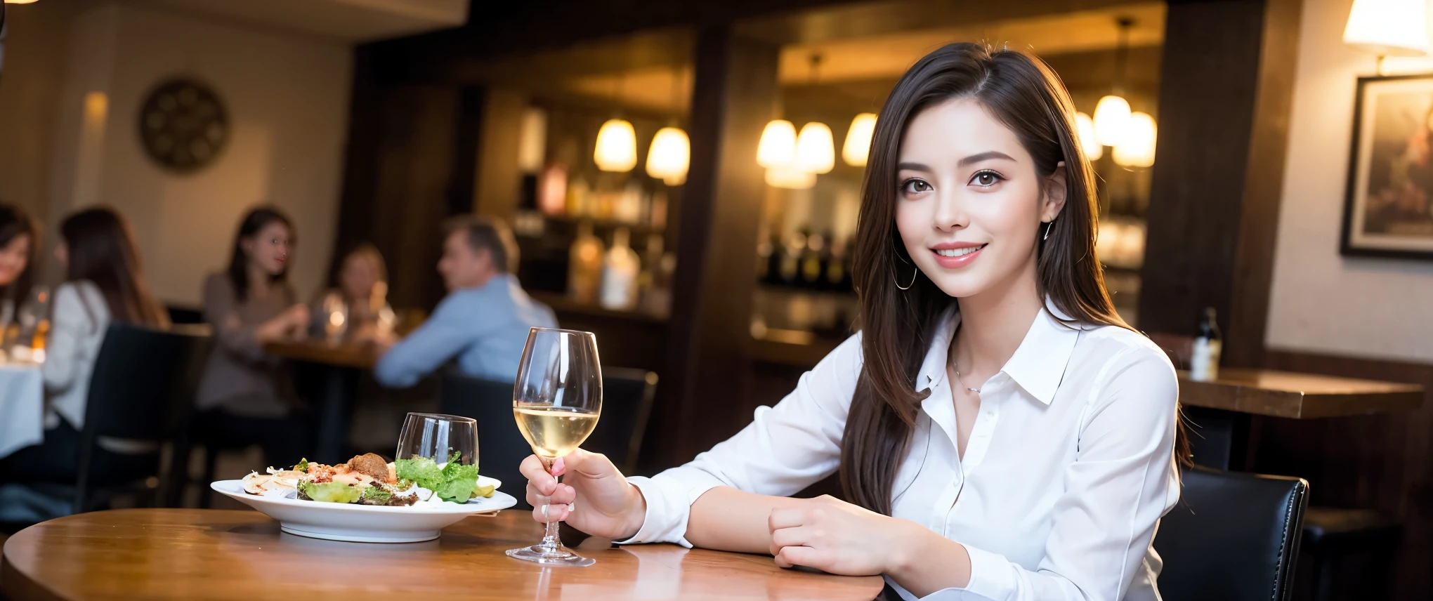 ((highest quality、8k、masterpiece:1.3))、1 male、1 female、Couple、spouse、Couple、Slim body、((Bob Hale、Straight hair:1.2)), (Realistic, Intricate details:1.2), Wine glass on the table、Shine light on your face、 Amazing view of the sunset sky and clouds、Amazing mountain views、A bright smile、The wonderfulness of smile、Bright image、The beauty of wine, Beautiful Face, blue eyes, The light shines on your face, Blushing, short hair,Bright Face、 (Age 37), 39 years old, red wine 、Appetizers、Italian food、Wine bottle、Champagne、sparkling wine、Two beauties、Brown Hair、Shortcuts、Long sleeve shirt、dress、Pretty Woman 1, (Slim face), (The body is slim), (Brown Hair), (Shortcuts), cheeks turn a little red,Attractive beauty、restaurant, In a prominent place (From the waist up) Nova Frog Style, actress, model, Upper Body, White wine, slim, wine glass, Wine glass placed in the center, smile, (smile: 1.15), Beautiful fine grain, Depth f/2,saturation, High Contrast, Strong light and shadow,Moist Body:1.5、3D texture、Delicate eyes、Brown Hair、The hair is very shiny、