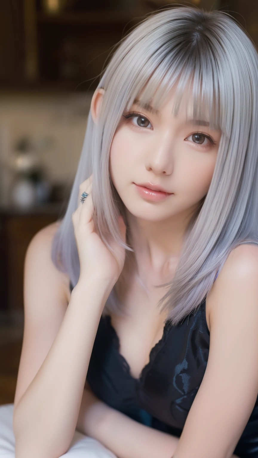 masterpiece, highest quality, One girl, Elaina_(May_no_gossip), Silver Hair, Purple eyes, Long Hair,