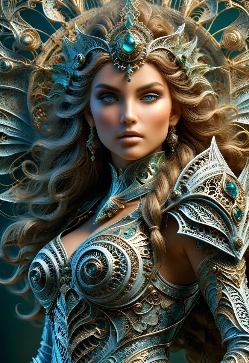 Adriana Malkova is a beautiful, ethereal knight, cheveux verts sombre lumineux, in the style of Boris Vallejo, highly detailed sexy filigree armor, very detailed face, highly detailed skin, sublimely shaped body, abdominaux légèrement dessinés, (Des proportions parfaites), Aesthetics of finely crafted, highly detailed metal, openwork metal lace, fond foret luxuriante, High quality, masterpiece, Realistic photo, Complex and detailed, 8k, hdr, faible profondeur de champ, Wide light, high contrast, backlight, Sharpness, Photo couleur brute, en regardant la caméra, couleurs fraîches, poitrine push-up, (finely detailed face, peau parfaite, finely detailed eyes, sublime chevelure)