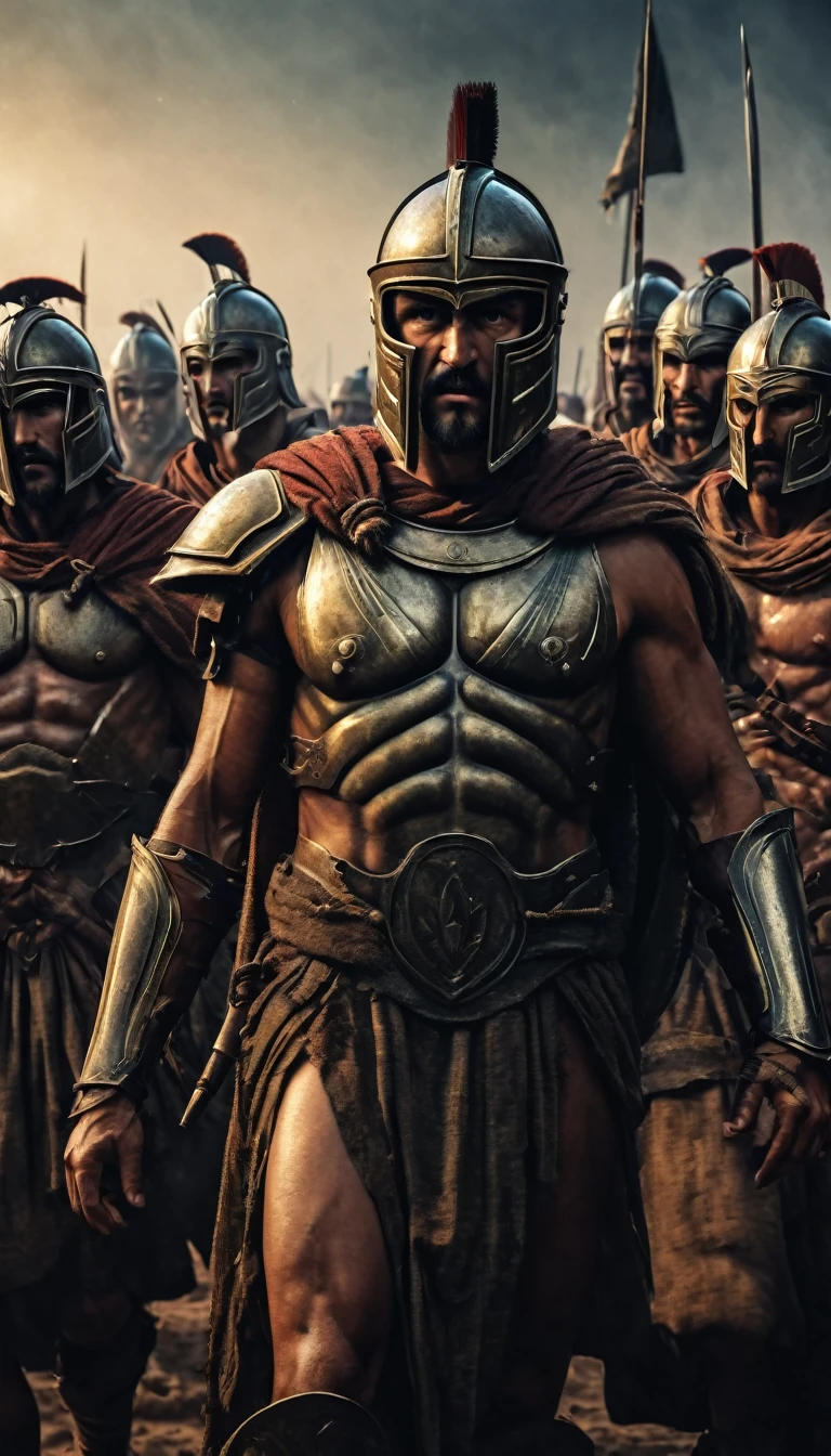 Create a detailed image of the annual Spartan event, featuring a massive arena where the best Spartan warriors and the bravest Helot slaves prepare to battle to the death, digital UHD (64k) image, cinematic film still dramatic side lighting, dramatic intense stare closeup portrait,  hdr,  shallow depth of field, vignette, highly detailed, high budget Hollywood film, cinemascope, moody, epic, gorgeous
, Highly detailed and clean, Photorealistic and cinematic masterpiece, professional photography, realistic, realism, 200k , Raytracing and light effect, digital, perfect composition, beautiful detailed intricate insanely detailed octane render trending on artstation, 8 k artistic photography, photorealistic concept art, soft natural volumetric cinematic perfect light, the morning mist shone on their bodies, award - winning photograph, masterpiece, raphael, caravaggio, greg rutkowski, beeple, beksinski, giger