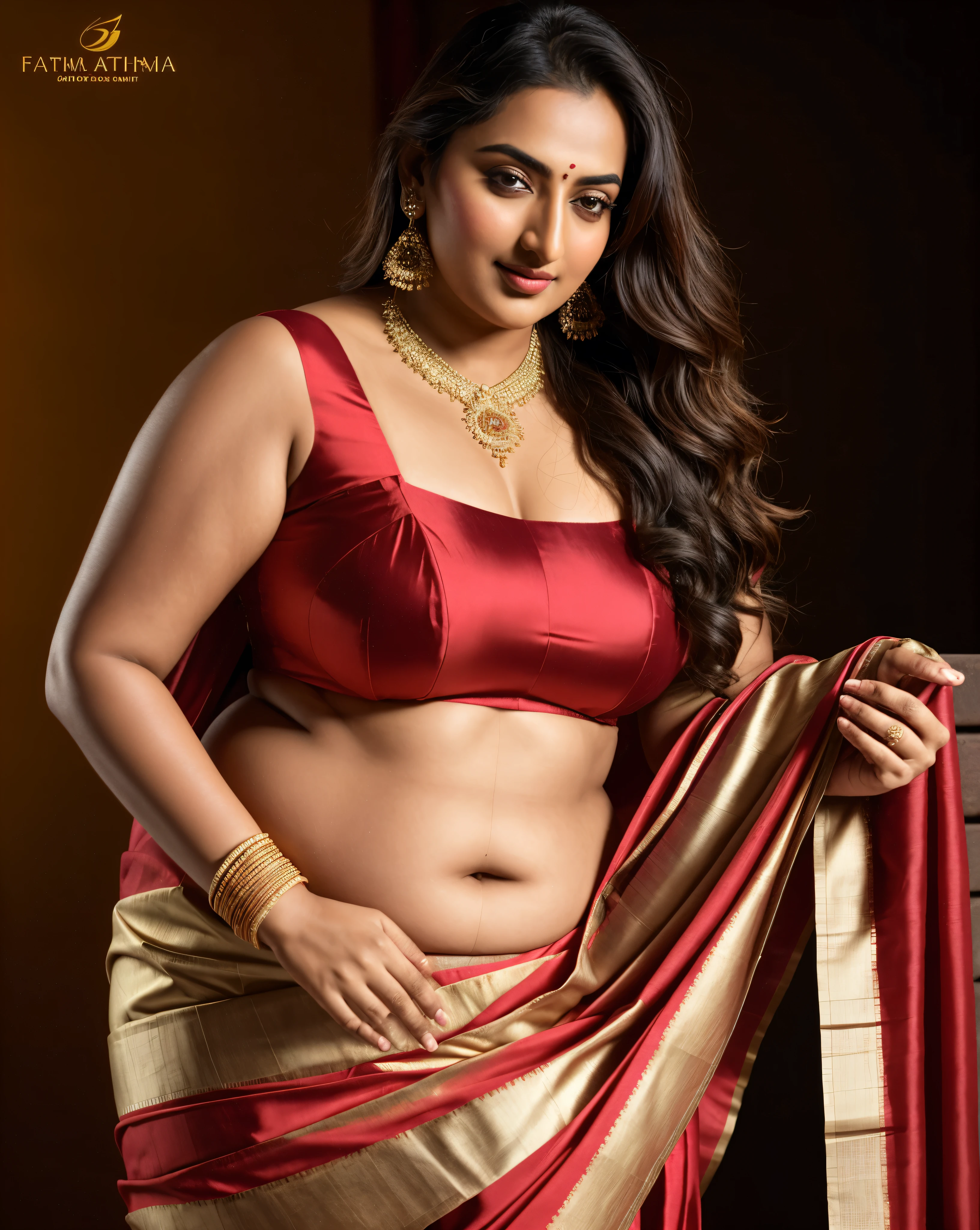 Foto RAW, photorealistic, photography, full body shot, master shot, perfect eyes, goddess like beauty, pierced eyes, perfect thick chubby mallu Desi aunty bhabhi, Wearing a Stanapatta, a chest-band.Saree model, model Photography, Indian saree shoot, Indian traditional wear advertising photography, traditional wear brand shoot, face of Indian actress Sonakshi Sinha, masterpiece, realistic, realism, incredible details,  pleasure, photorealism, detailed skin, skin pores, high contrast, photorealistic Artstation 8k HD digital art trend of high definition and detailed realistic skin texture, ultra detail, realistic skin texture, armature, best quality, ultra high definition, (photorealistic:1.4),, high resolution, detail, raw photo, sweat, Re sharp, by Lee Jefferies Nikon D850 Film Stock Photo 4 Kodak Portra 400 Camera F1.6 Lens Rich Color Ultra Real Realistic Realistic Textures Dramatic Lighting Unreal Engine Trending at Art Station Cinestill 800,(pele altamente detalhada: 1.2), 8k UHD, DSLR, soft-lighting, alta qualidade, grain of film, Fujifilm XT3,she didn't like to wear blouse or bra, she is happy to wear only saree, she hates blouse or bra, detailed hairy armpits, hyper realistic skin, skin pores, sweat, veins, 