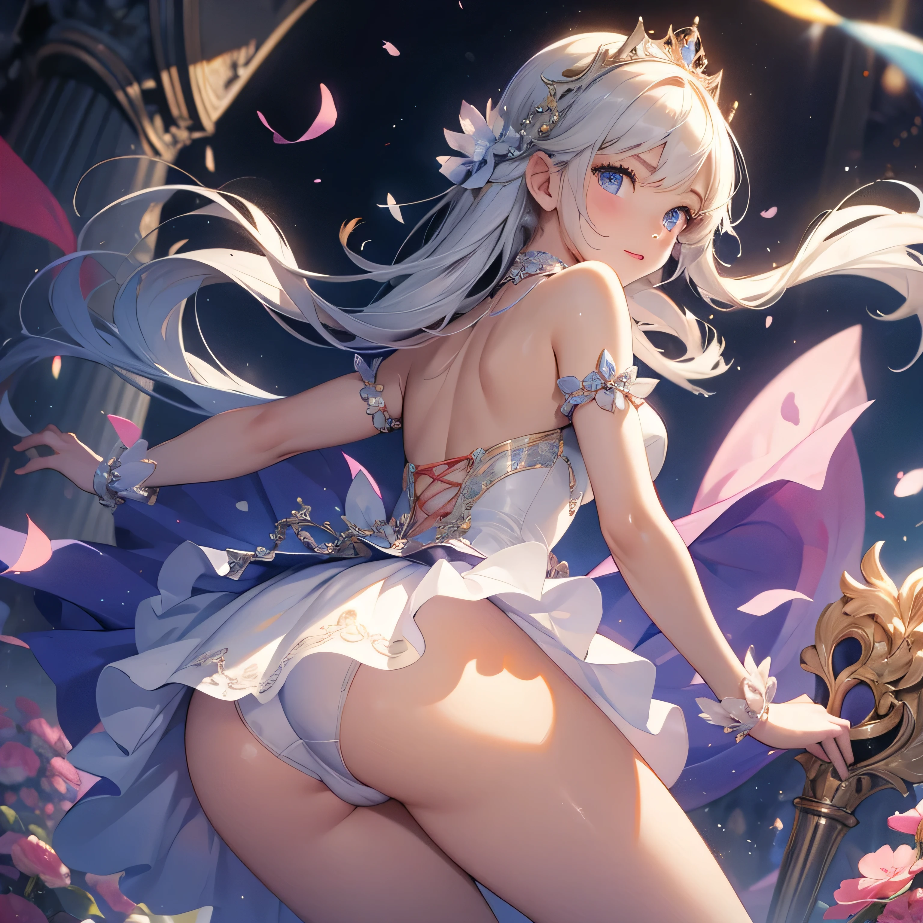 (masterpiece), best quality, back,showing panties,stick out your butt, princess dress,cameltoe