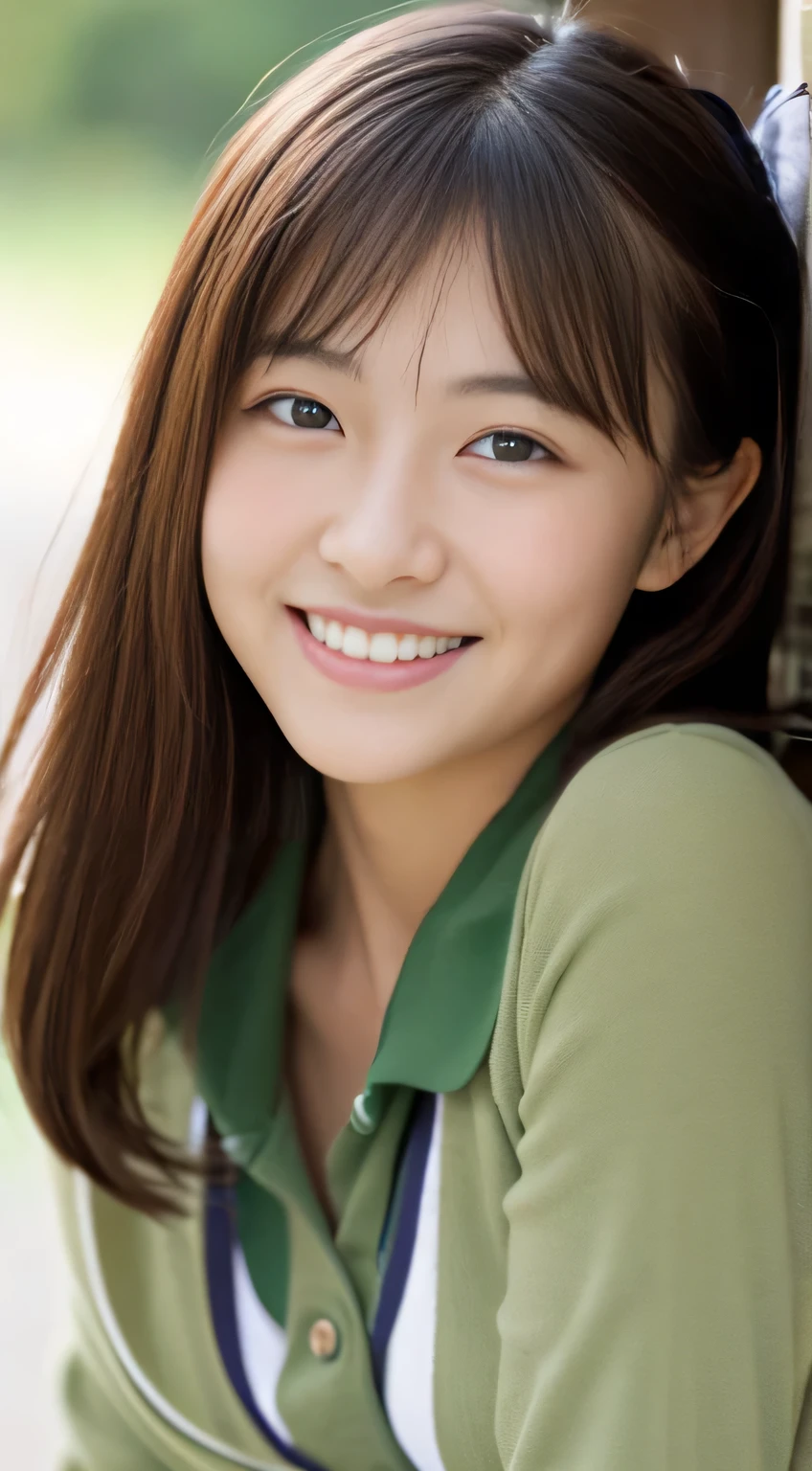 Japanese schoolgirl),((Beautiful girl)),cleavage,the expression imagining what feels good:1.2,(perfect body beauty:1.2),((perfect body)),(shy smile),beautiful teeth,