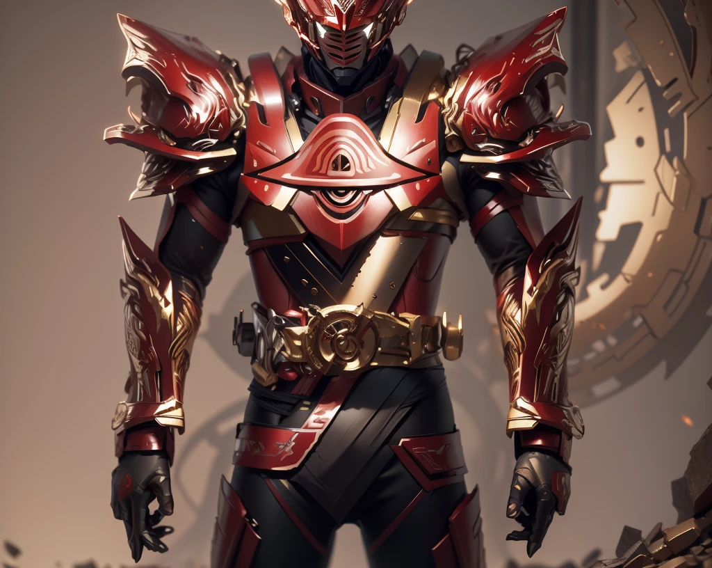 Color changes to red，The chest is mainly red, red and gold（Ensure its layering and armor texture，There are a lot of mechanical textures，Red as main color，Gold as a secondary hue，Need to appear around the body）