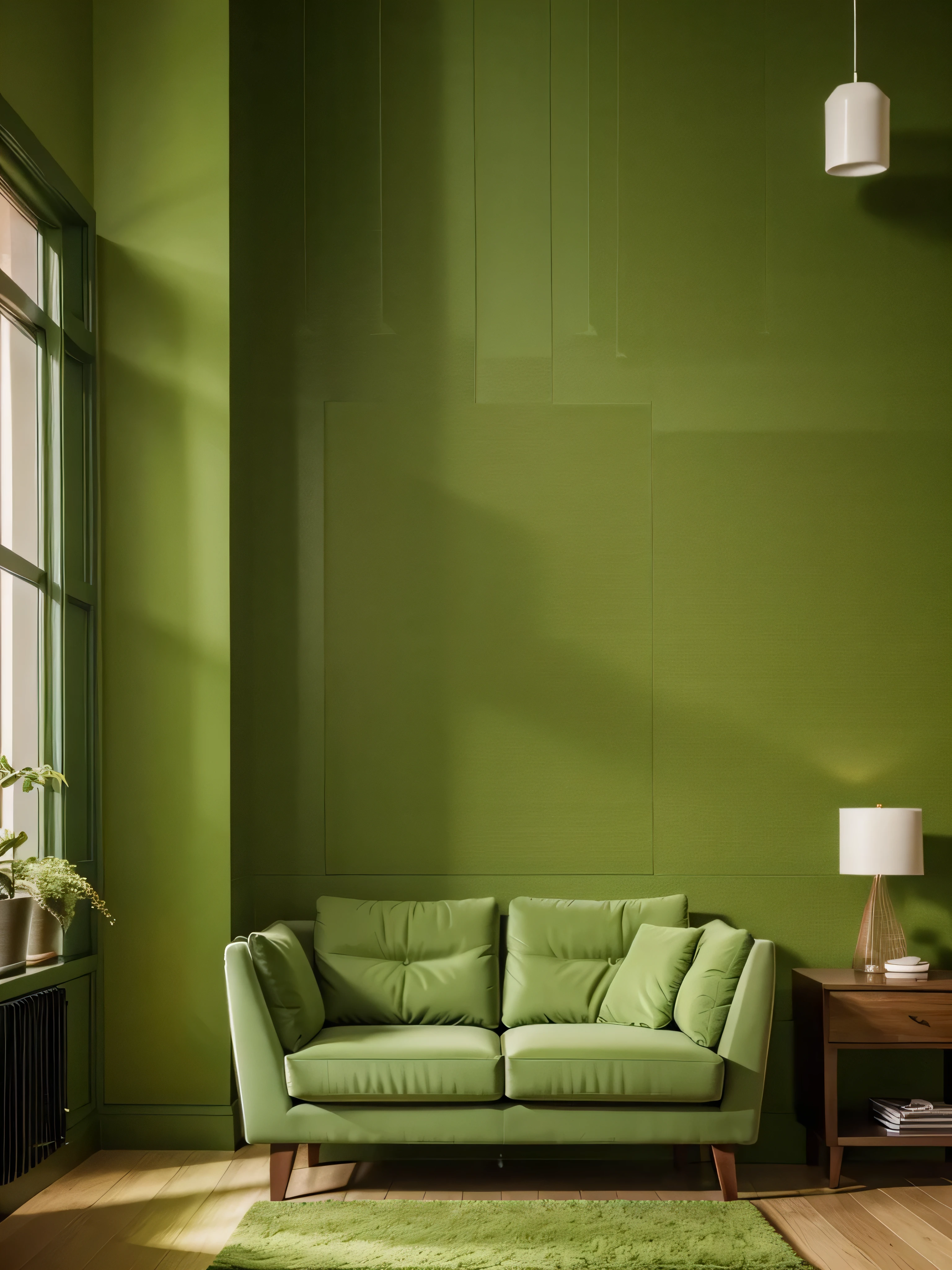 arafed living room with green furniture and a green rug, green theme, green color scheme, an elegant green, green and warm theme, monochromatic green, living room interior design, green colored theme, interior living room, popular interior design style, interior design living room, interior decoration, green hue, living room interior, chartreuse color scheme, home interior, loose tiles
