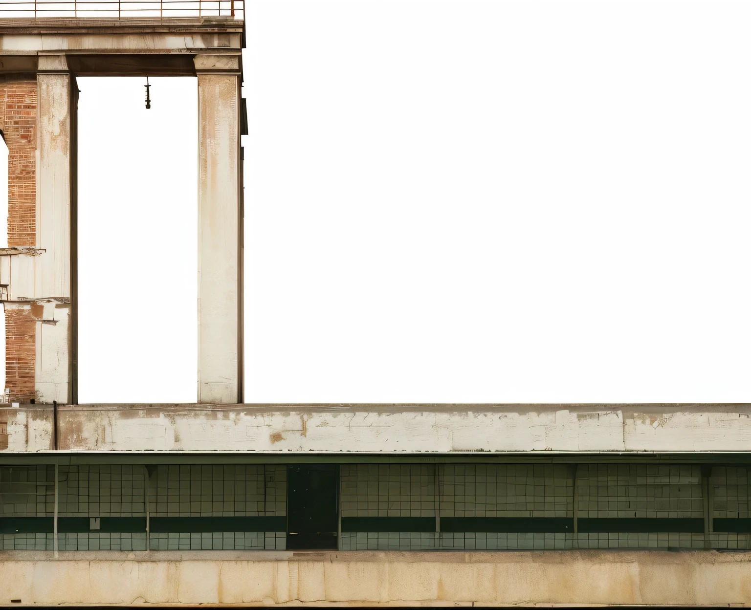 There&#39;s a man standing on the ledge，Holding a skateboard, [[Empty warehouse]] background, Large Barbarian Base, [ [ Surrealism ] ], Building scale, Savage style, Clear boundaries ; Reality, sewer background, view(whole body + Zoom out), [ Realistic photos ]!!, background hyper detailed，a side view of a building with two windows and a clock on top, highly detailed realistic architectural photography, inspired by Matthias Jung, surreal impossible architecture, extremely detailed rendering, hyper-realistic architectural photograph, detailed building exterior, rising between buildings has a photo of a building，There is a clock on it, Architectural realism, Realistic buildings, Extremely detailed architecture, Building exterior, Freddy Mamani Sylvester front view, brick buildings, Architectural artwork, High resolution and detail, Photo Rendering, Inspired by Robert Bechtel, Realistic street scenes, Highly detailed composition, Realistic architecture, Front view，Abandoned schools，Lots of broken details，8k resolution，Very fine，Wall damage，The wall is covered with lichens，Doomsday Effect
