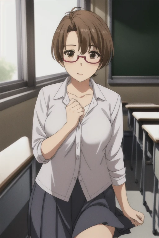 25-year-old woman, Mature Woman, ((In the classroom)), ((school uniform)), RAW Photos, (photoRealistic: 1.37, Realistic), Highly detailed synthetic CG 8K wallpaper, One girl, (((Perfect body: 1.1)), (Medium chest: 1.2), Looking at the audience, (((Straight from the front)))), (high qualityスキン:1.2, Shiny skin), 8K Ultra HD, Digital SLR, Soft lighting, high quality, Film Grain, Fujifilm XT3, ((whole body: 0.8)), (Professional Lighting:1.4) ,