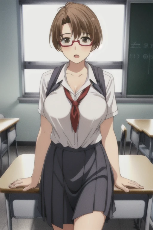 25-year-old woman, Mature Woman, ((In the classroom)), ((school uniform)), RAW Photos, (photoRealistic: 1.37, Realistic), Highly detailed synthetic CG 8K wallpaper, One girl, (((Perfect body: 1.1)), (Large Breasts: 1.2), Looking at the audience, (((Straight from the front)))), (high qualityスキン:1.2, Shiny skin), 8K Ultra HD, Digital SLR, Soft lighting, high quality, Film Grain, Fujifilm XT3, ((whole body: 0.8)), (Professional Lighting:1.4) ,