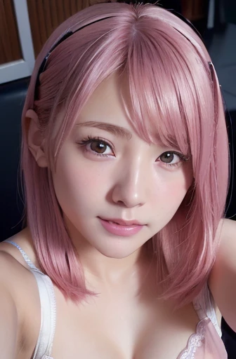 nswf, (selfie shot:2), (from above:1.3),(wearing Bra Top:1.3),(flat chest:1.3),cleavage,(Close Up :1.3), Top quality, 1 beautiful Japanese woman, teen,(18 years old),long Hair, (pink hair:1.2), Ultra-realistic capture, Highly detailed, High resolution 16k close-up of human skin. Skin texture must be natural, With such detail that pores can be finely identified. Skin should look healthy, In a uniform tone. Use natural light and color,
