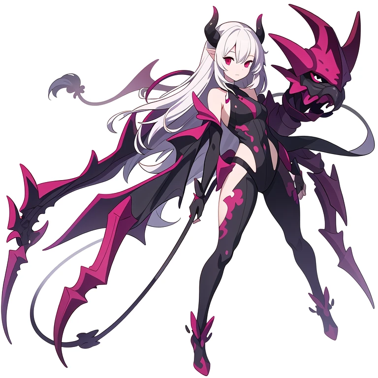 (((Best Quality))) , ((full body)), female, reference sheet, solo, (white background), demon girl,